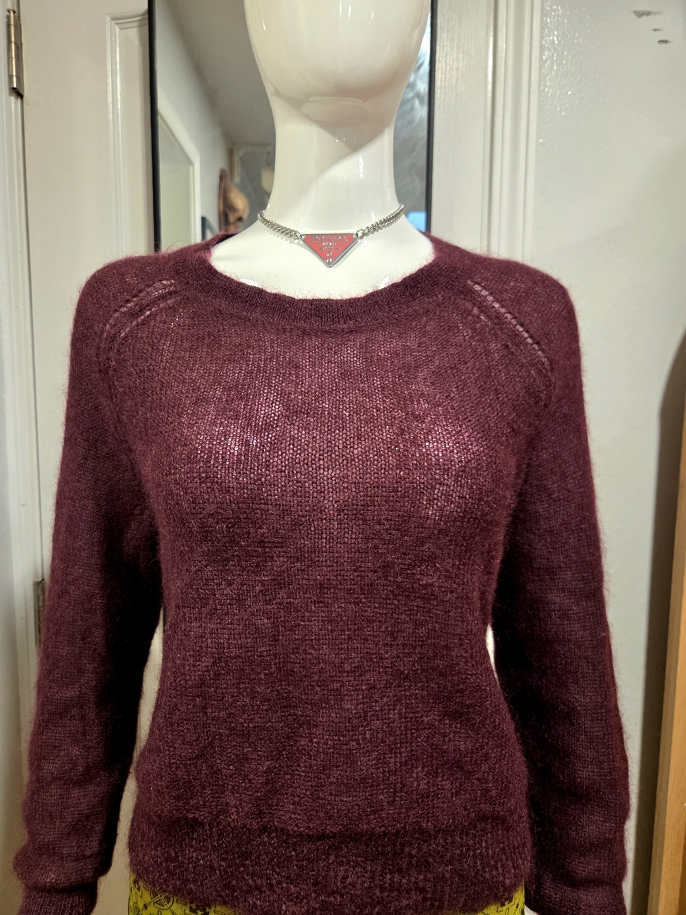 Banana Republic Cozy Crewneck Mohair Blend Sweater in Burgundy Sz LP